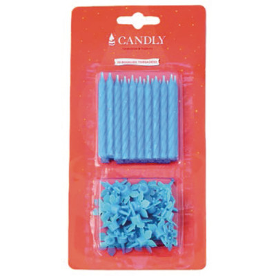 Bougie Anniversaire Bleue Blister de 20