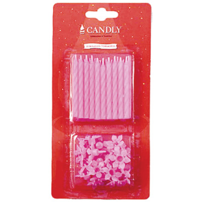 Bougie Anniversaire Rose Blister de 20