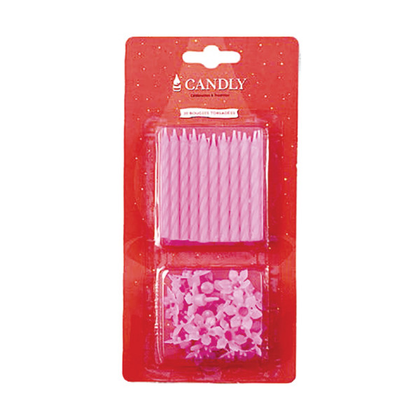 EUROBOUGIE - Bougies Anniversaire Roses  Blister de 20