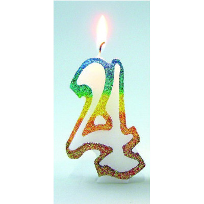Bougie Chiffre 4 Arc-en-Ciel 8cm