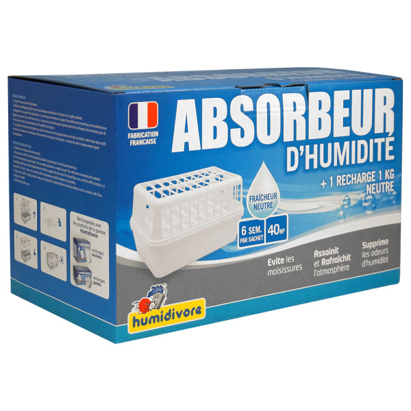 HUMIDIVORE - Absorbeur d'Humidité Humidivore + Recharge 1kg Neutre