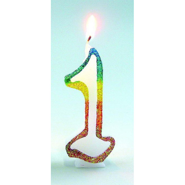 EUROBOUGIE - Bougie Chiffre 1 Arc-en-Ciel 8cm