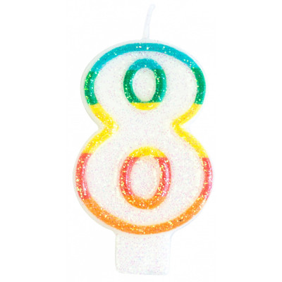 Bougie Chiffre 8 Arc-en-Ciel 8cm