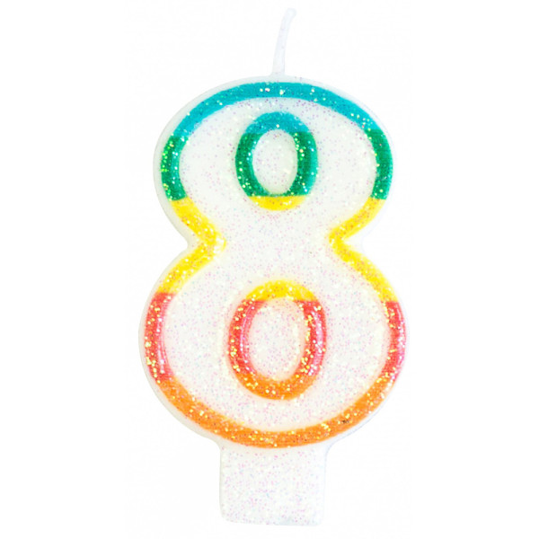 EUROBOUGIE - Bougie Chiffre 8 Arc-en-Ciel 8cm