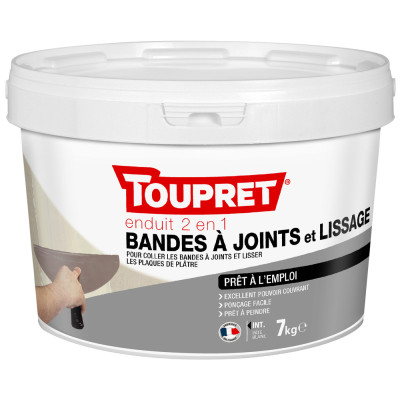 Enduit 2en1 Bandes à Joints et Lissage Pâte 7kg