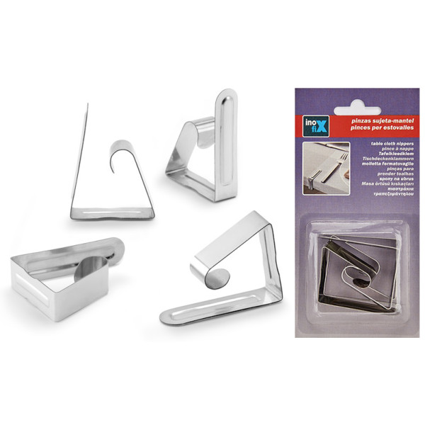 INOFIX - Pinces  Attache-Nappe Métal Blister de 4