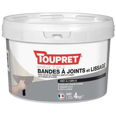 Enduit 2en1 Bandes à Joints et Lissage Pâte 4kg